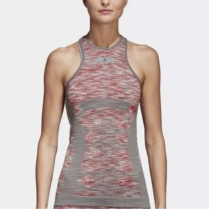 Adidas Stella McCartney Racerback Tank, NWOT, Size Large, Red And Gray Stripe.
